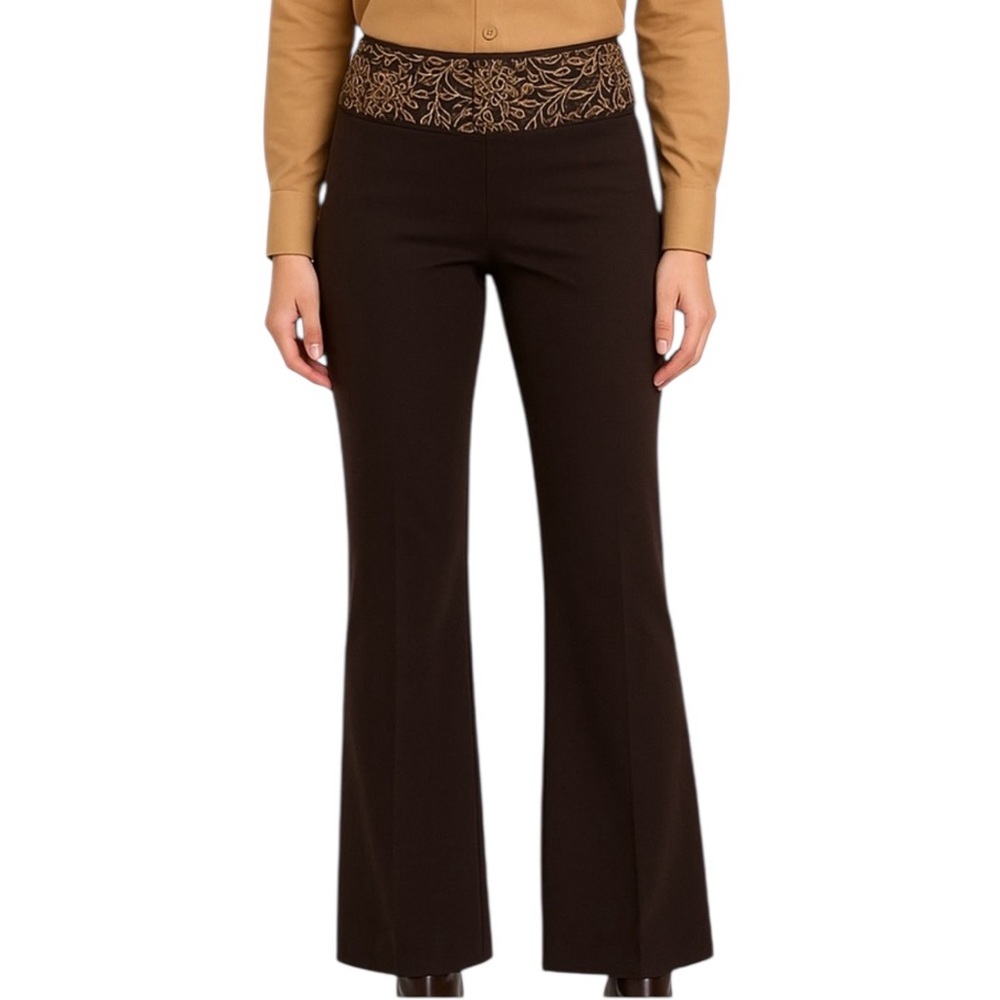 Alvin Valley Brown Bamboo Bead Low Rise Wide Waistband Pants Size 34/XS